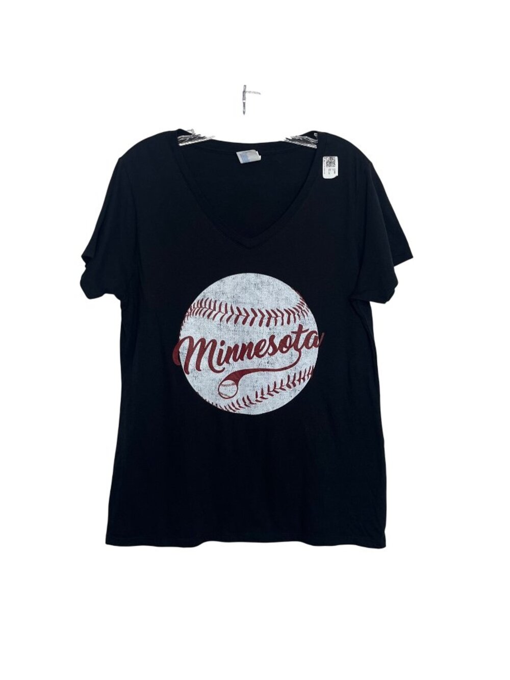 Minnesota Baseball Graphic Tshirt Womens Large Black New Vneck Port & Company